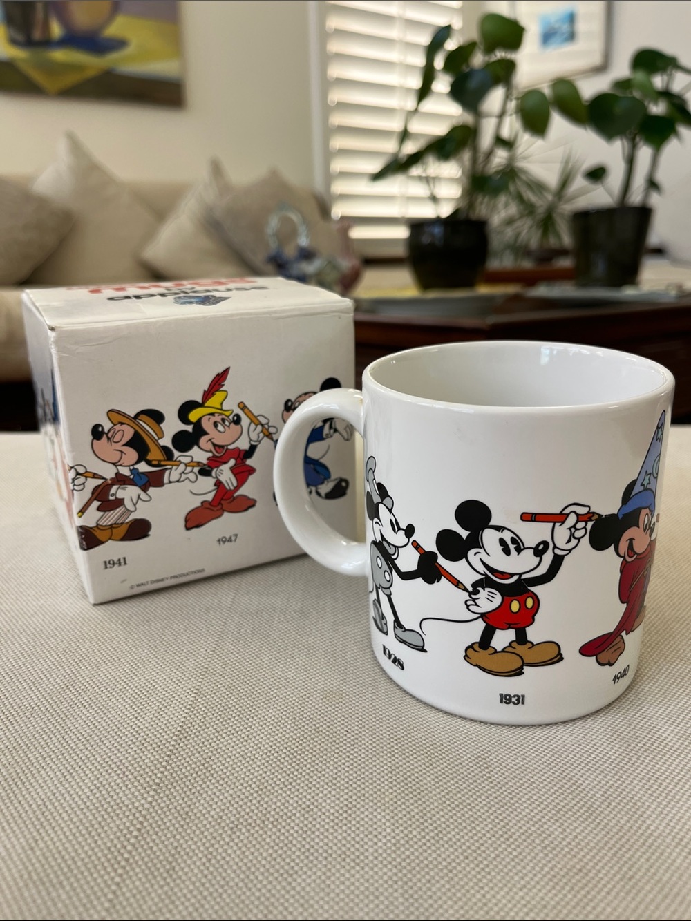 Disney Vintage Mickey Evolution Ceramic Mug - White, Red, Black, Brown
